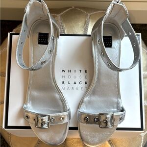 Whitehouse Black Market Cora Silver Metallic Sandals